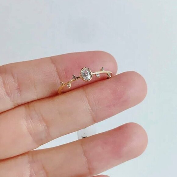 NWT Dainty Ring 14K Gold Plated Oval Cubic Zirconia Sz. 8 Delicate Fairy - Picture 7 of 10